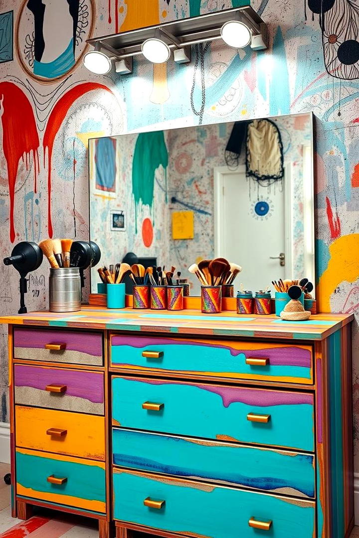 Artistic Colorful Vanity - 30 Makeup Vanity Ideas