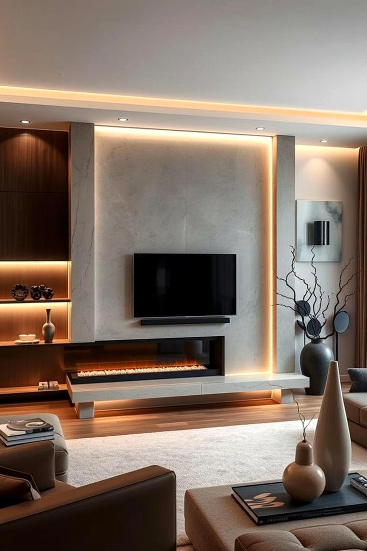 Artistic Electric Fireplace with Embedded TV - 30 Electric Fireplace Ideas With Tv Above