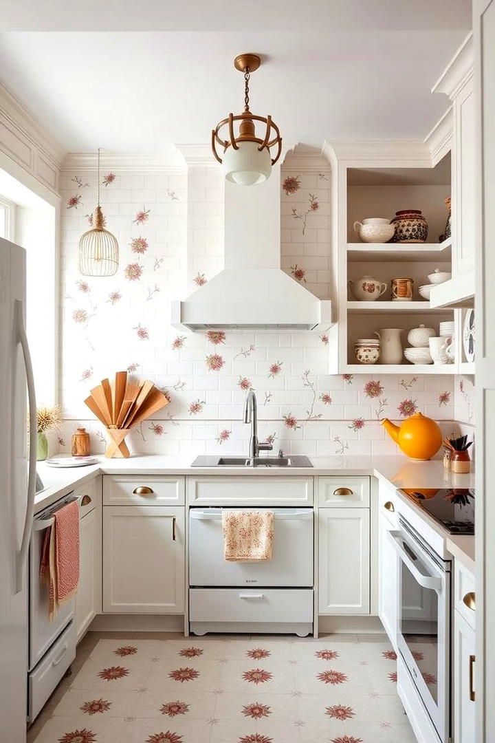 Artistic Flair in a White Kitchen - 21 Kitchen With White Appliances Ideas