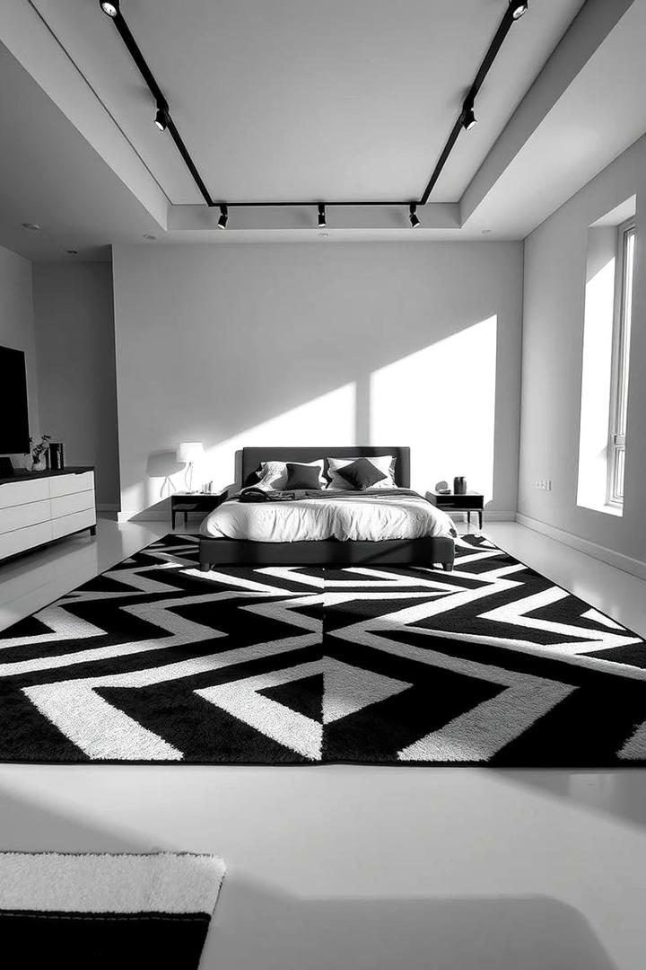 Artistic Geometric Flair - 30 bedroom rug ideas