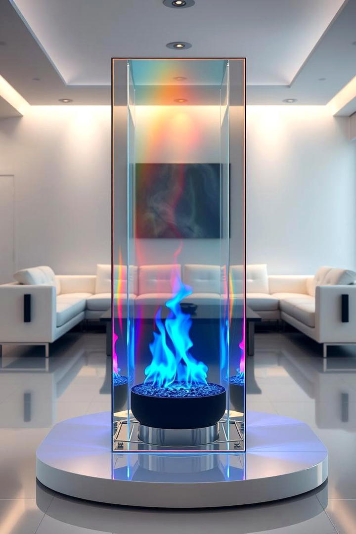 Artistic Glass Fireplace - 21 Modern Fireplace Ideas