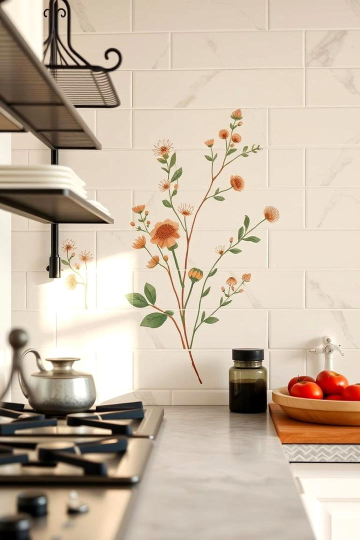 Artistic Hand Painted Tiles - 21 Kitchen Backsplash Ideas