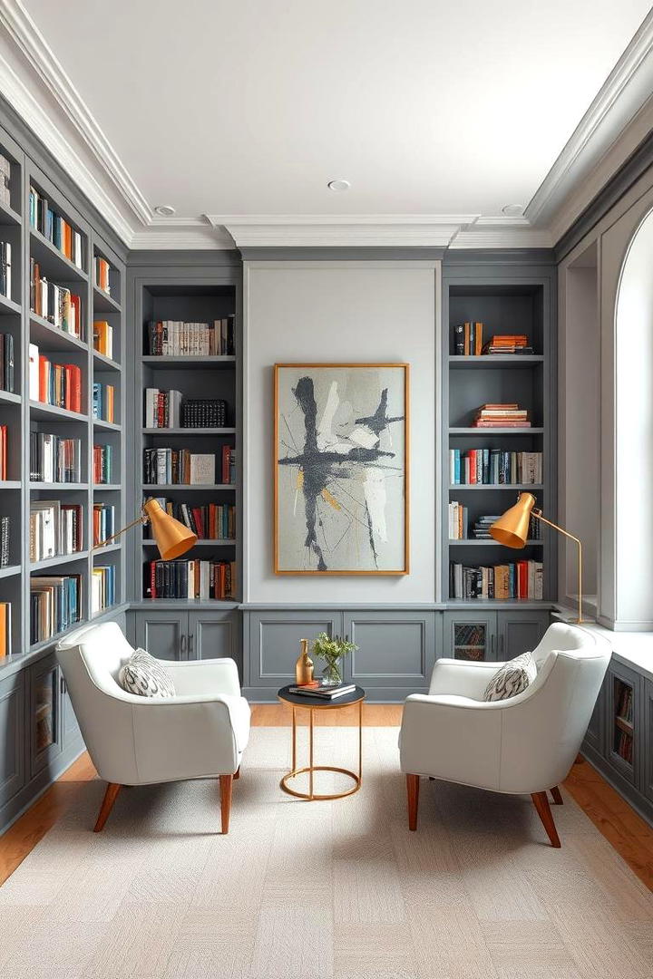 Artistic Home Library Vibe - 30 Grey and White House Interior Design Ideas