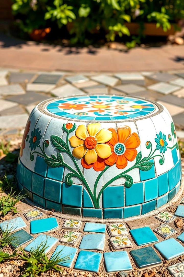 Artistic Mosaic Border - 30 Mailbox Landscaping Ideas