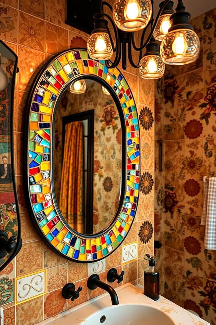 Artistic Mosaic Design Mirror - 21 Bathroom Mirror Ideas