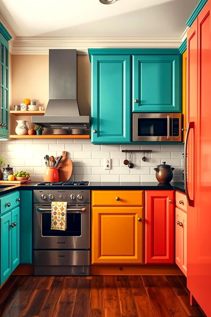 Artistic Multi Color Blend - 21 Kitchen Cabinet Color Ideas