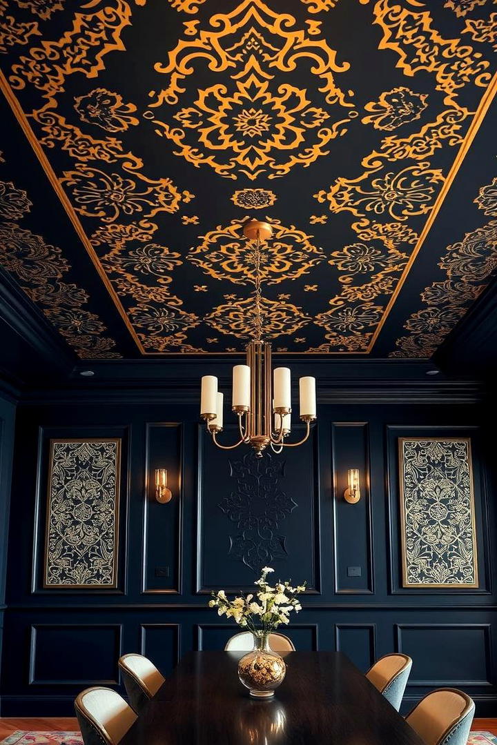 Artistic Stenciled Patterns - 30 Dining Room Ceiling Ideas