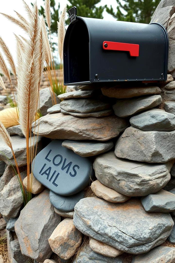 Artistic Stone Accents - 30 Mailbox Landscaping Ideas