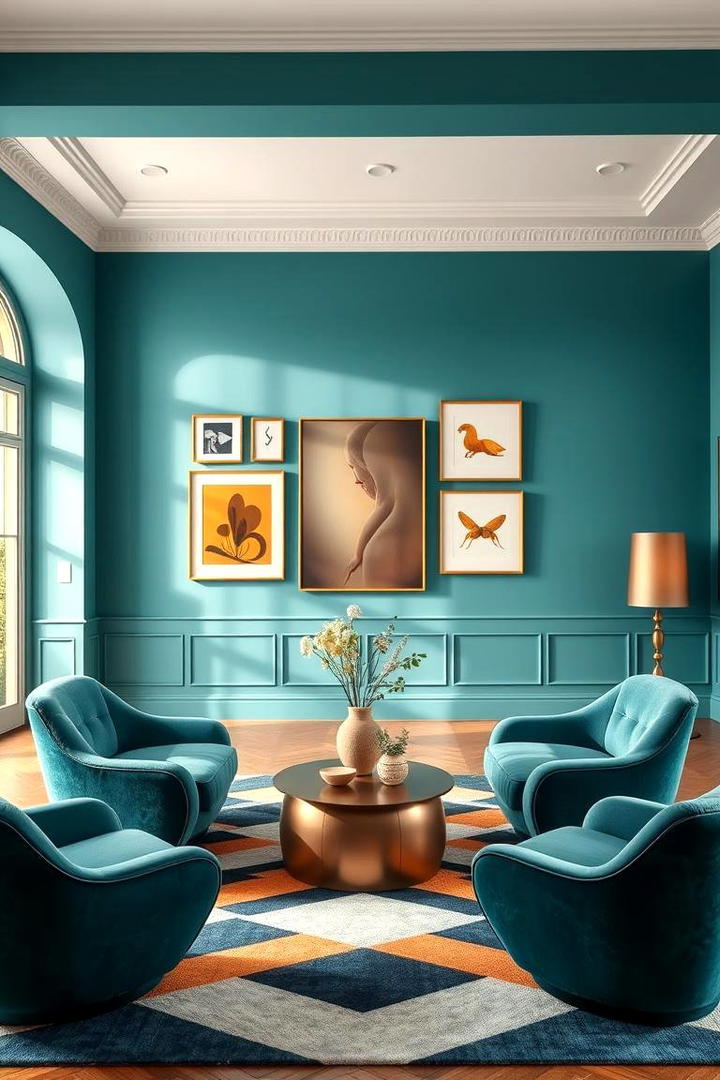 Artistic Teal Accent - 30 Teal Living Room Ideas