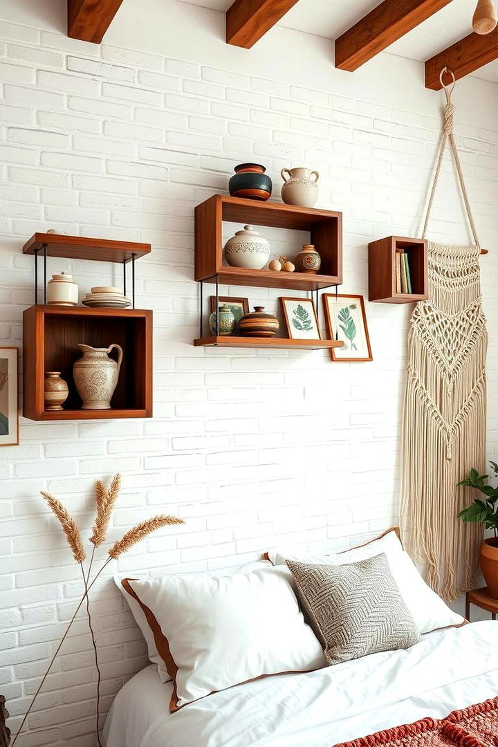 Asymmetrical Artistry Shelving - 30 Bedroom Shelving Ideas