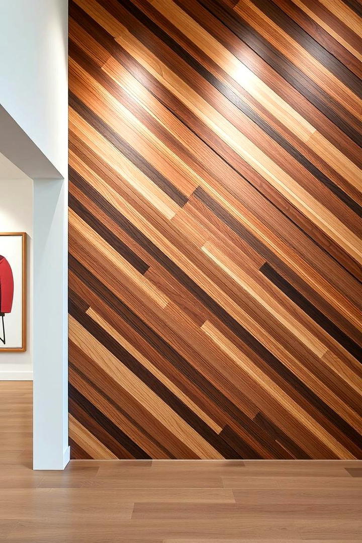 Asymmetrical Wood Artistry - 21 Wood Slat Accent Wall Ideas