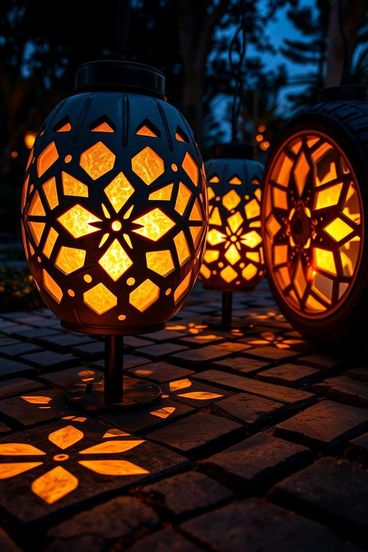 Atmospheric Tyre Outdoor Lighting - 21 Recycled Tyre Garden Art Ideas