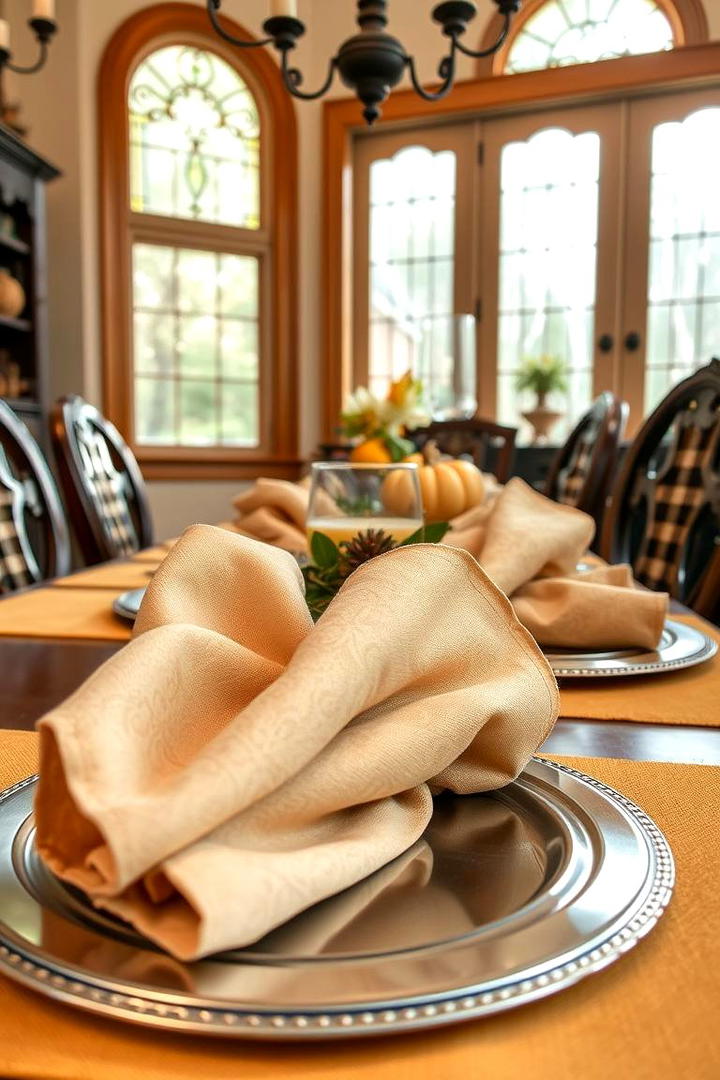 Autumn Inspired Table Linens - 30 Friendsgiving Decor Ideas