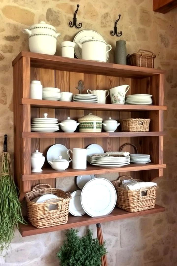 Barn Wood Shelving - 30 Rustic Outdoor Kitchen Ideas