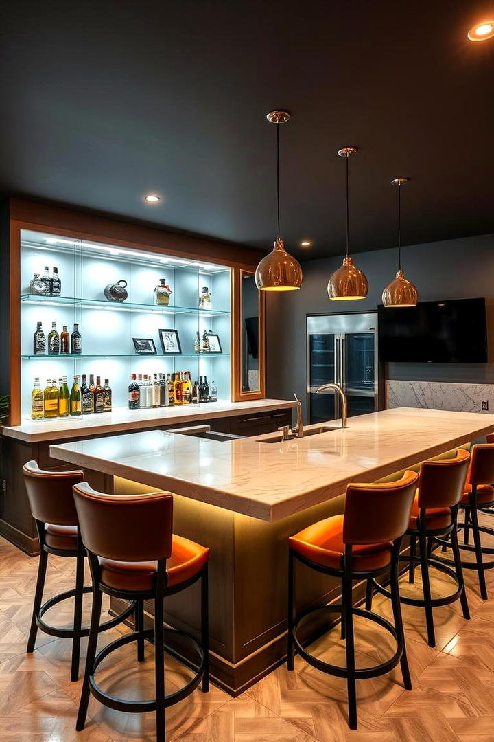 Basement Bar and Counter Setup - 30 Basement Furniture Ideas