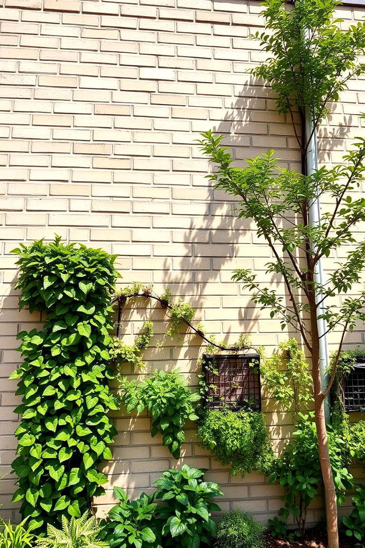 Beige Brick and Greenery Integration - 30 Beige Brick Exterior Home Ideas