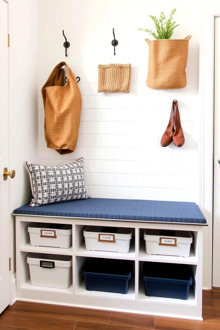 Bench with Bench Seat and Cubby Storage - 30 Mudroom Bench Ideas