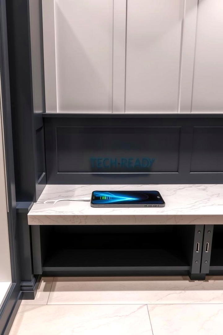 Bench with Built In Charging Station - 30 Mudroom Bench Ideas