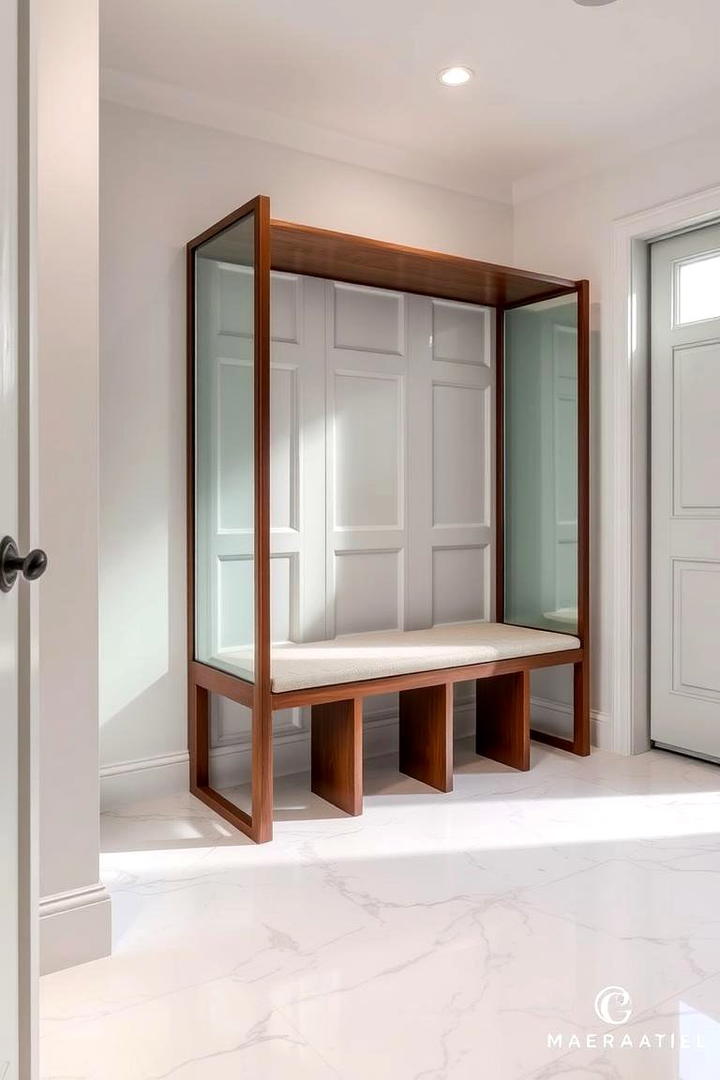 Bench with Glass Accents - 30 Mudroom Bench Ideas