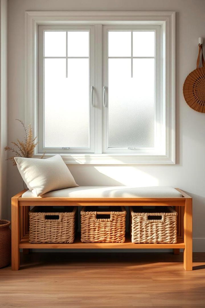 Bench with Under Seat Storage Bins - 30 Mudroom Bench Ideas