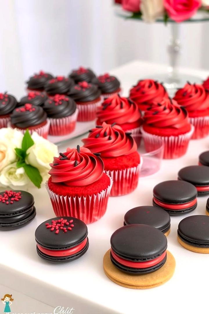 Black and Red Wedding Dessert Table - 17 Red and Black Wedding Ideas