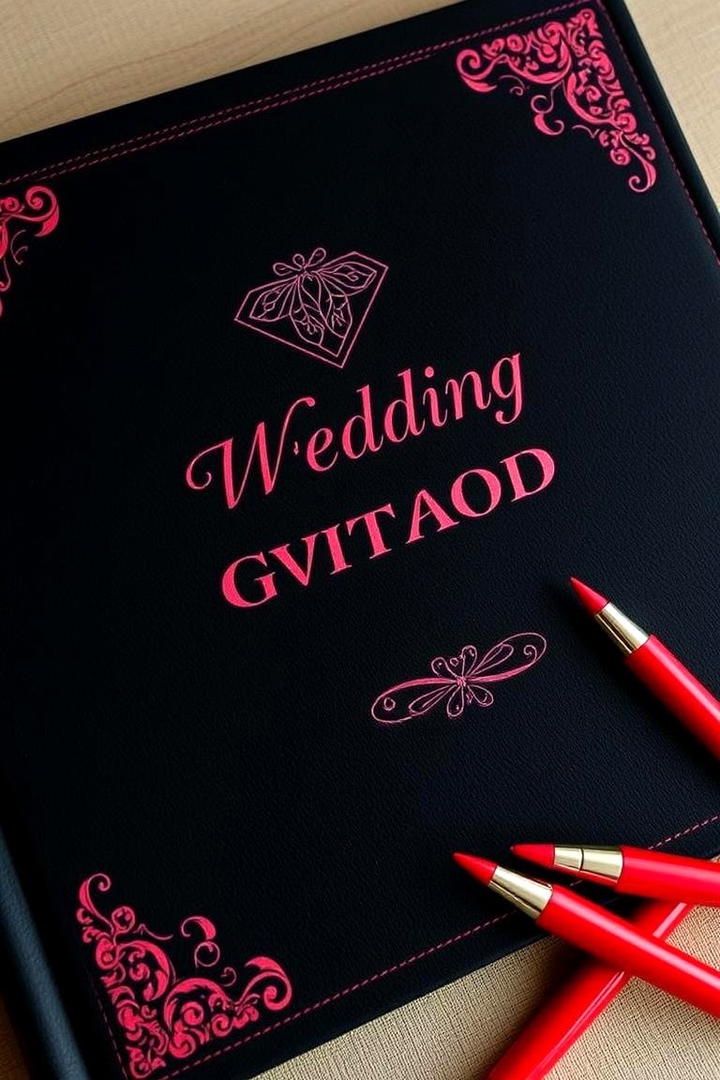 Black and Red Wedding Guest Book - 17 Red and Black Wedding Ideas