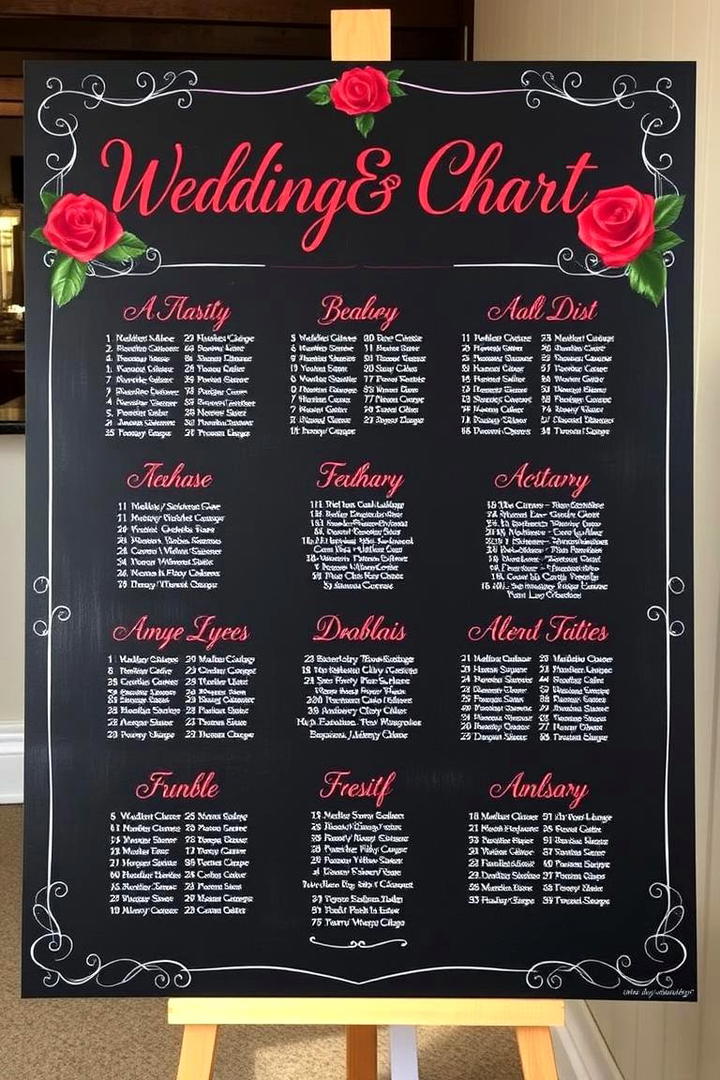 Black and Red Wedding Seating Chart - 17 Red and Black Wedding Ideas