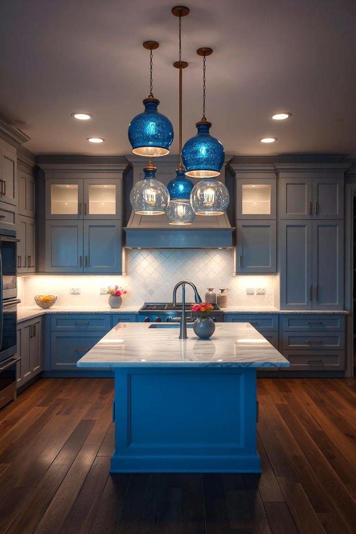 Blue Accented Lighting Fixtures - 21 Blue Kitchen Ideas