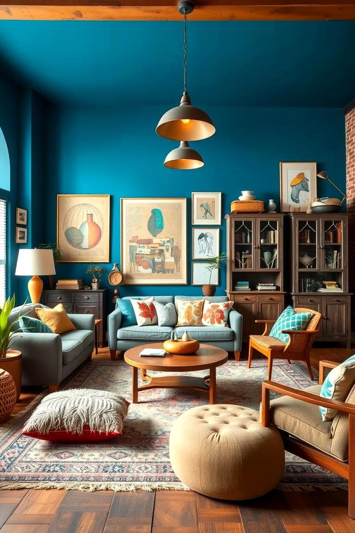 Blue Eclectic Fusion - 21 Blue Living Room Ideas