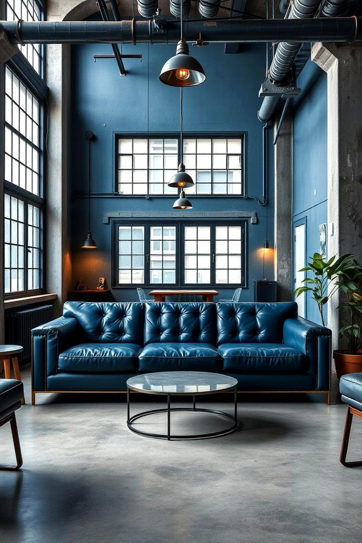 Blue Industrial Edge - 21 Blue Living Room Ideas