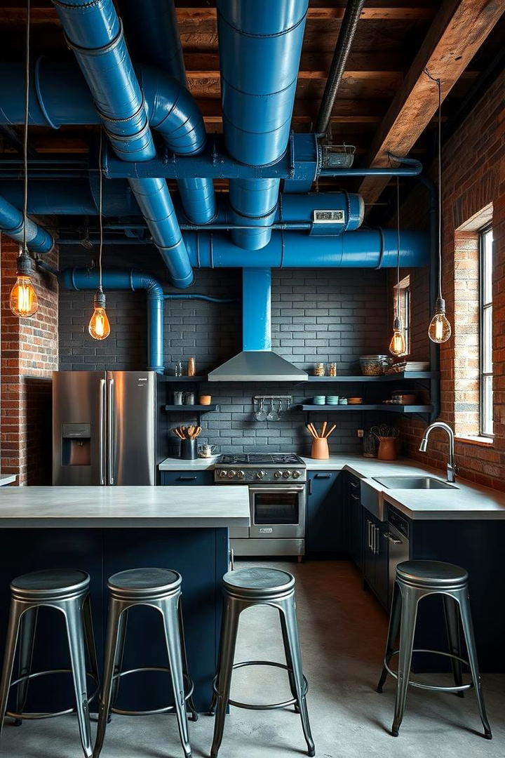 Blue Industrial Kitchen Accents - 21 Blue Kitchen Ideas