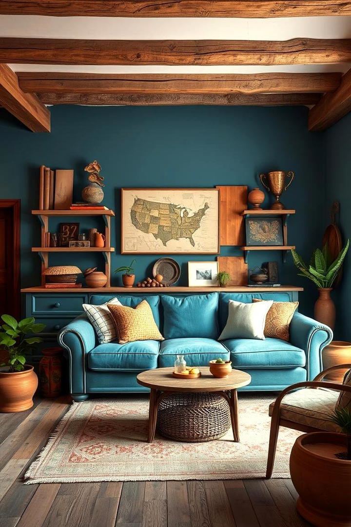 Blue Rustic Charm - 21 Blue Living Room Ideas