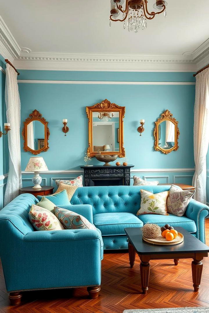 Blue Vintage Revival - 21 Blue Living Room Ideas