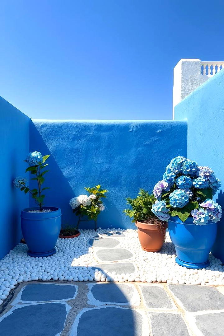 Blue and White Accent Garden - 30 Greek Garden Ideas