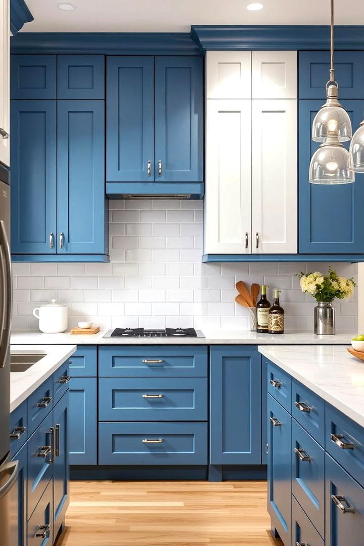 Blue and White Shaker Cabinet Combo - 21 Blue Kitchen Ideas