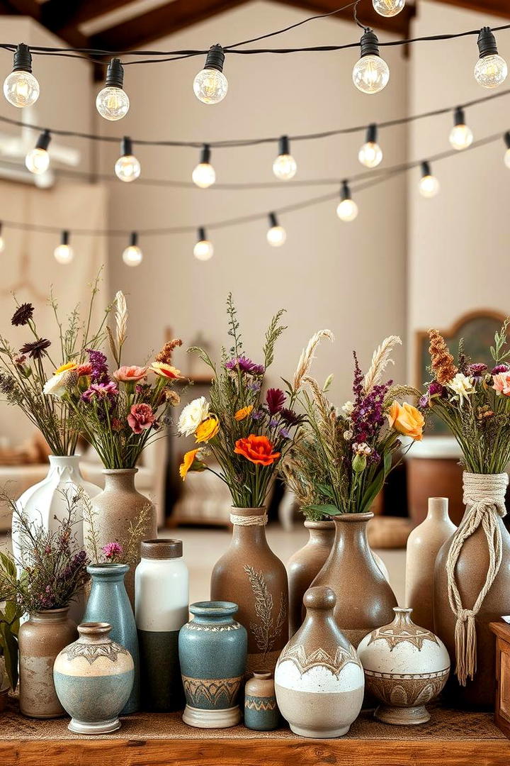 Bohemian Chic Display - 30 Tall Wedding Centerpiece Ideas