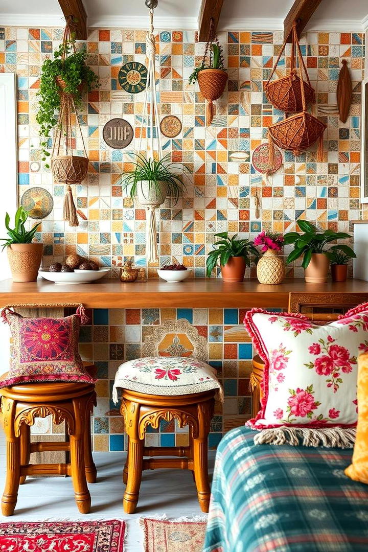 Bohemian Eclectic Breakfast Bar - 30 Breakfast Bar Ideas