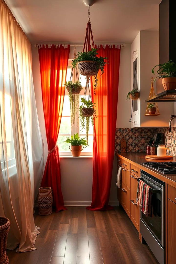 Bohemian Flowing Drapes - 21 Kitchen Curtain Ideas