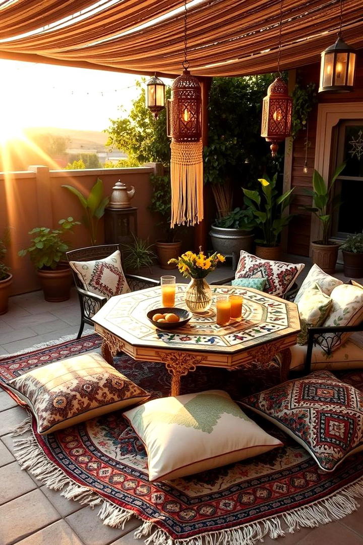 Bohemian Style Patio Dining - 30 Outdoor Dining Area Ideas