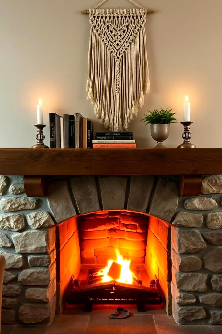 Boho Farmhouse Fireplace Mantel - 30 Boho Farmhouse Decor Ideas