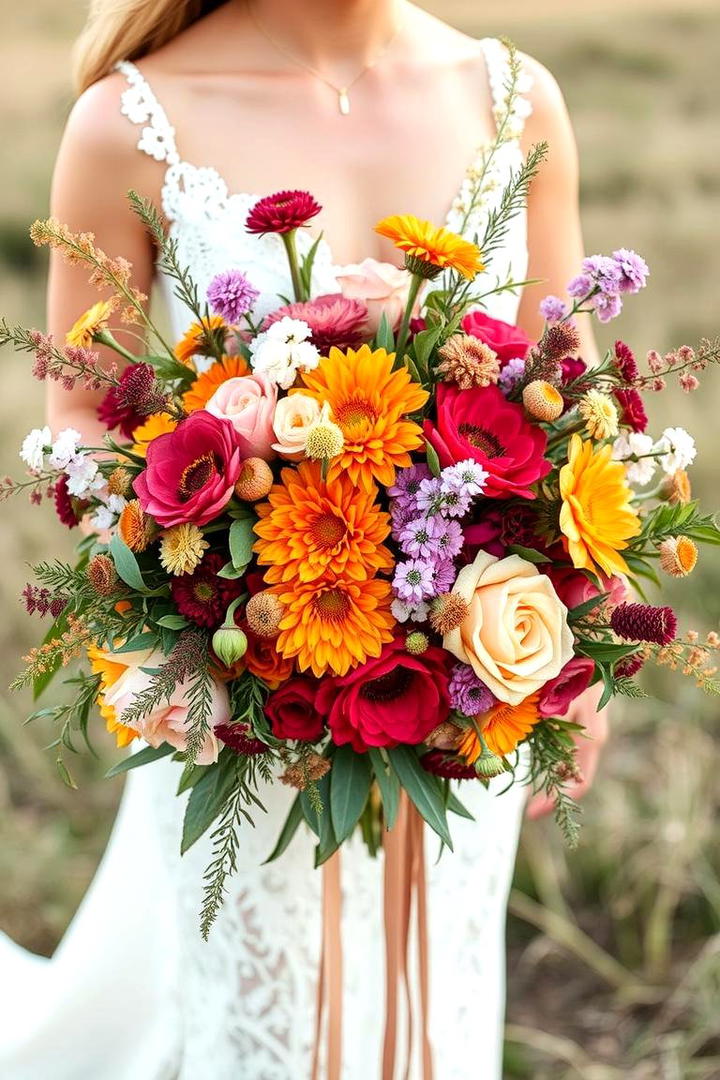 Boho Floral Arrangements with Natural Blooms - 21 boho wedding ideas