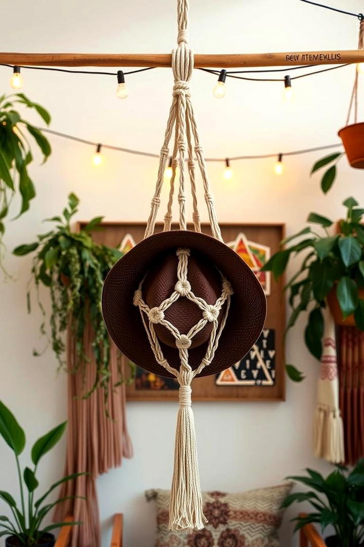 Boho Macrame Hat Rack - 30 Hat Rack Ideas