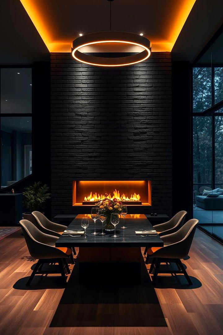 Bold Accent Black Brick Fireplace - 30 Black Brick Fireplace Ideas