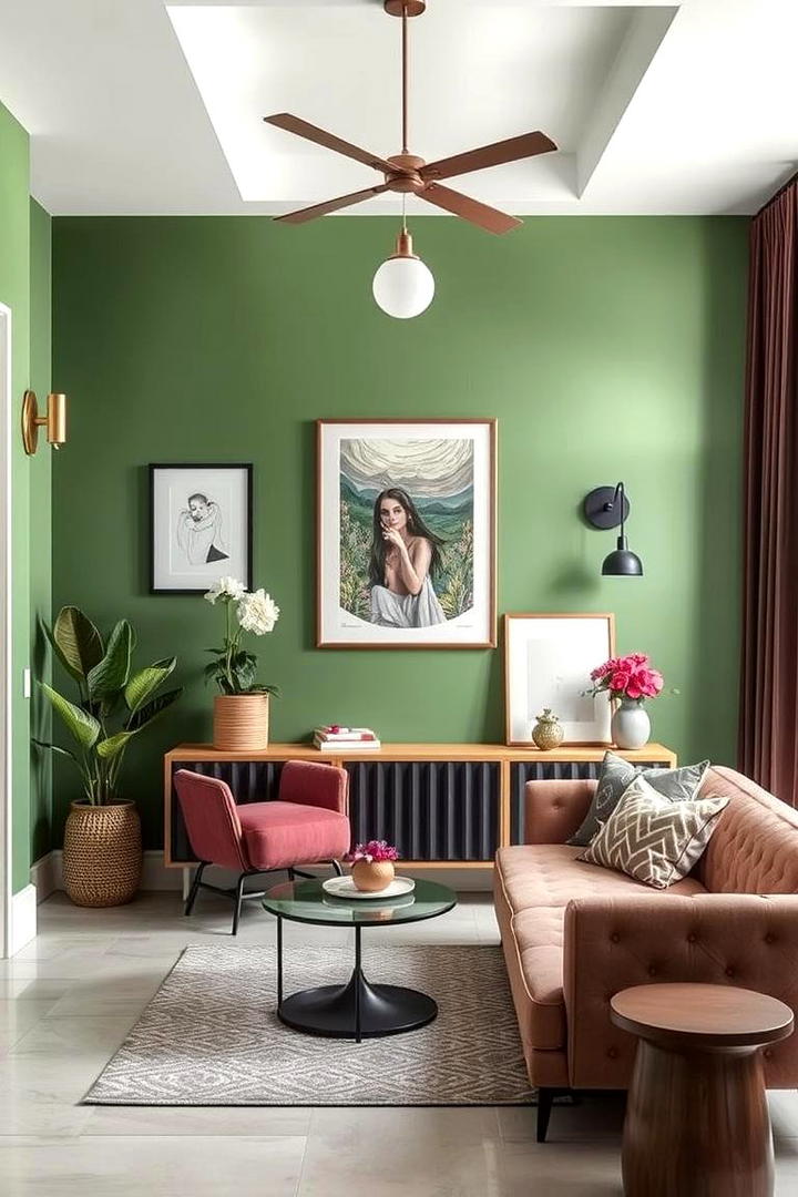 Bold Accent Walls - 21 Sage Green Paint Color Ideas