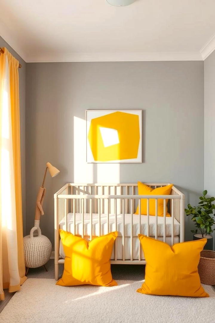 Bold Accents with Soft Grey Background - 30 Grey Nursery Ideas