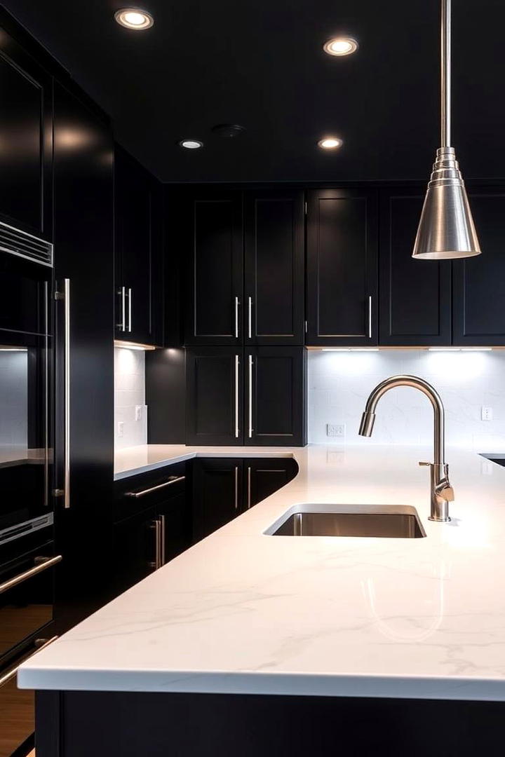 Bold Black Accents - 21 Kitchen Cabinet Color Ideas