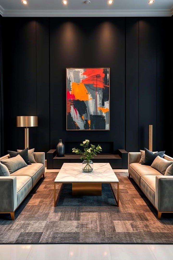 Bold Black Living Room - 21 Black Room Ideas