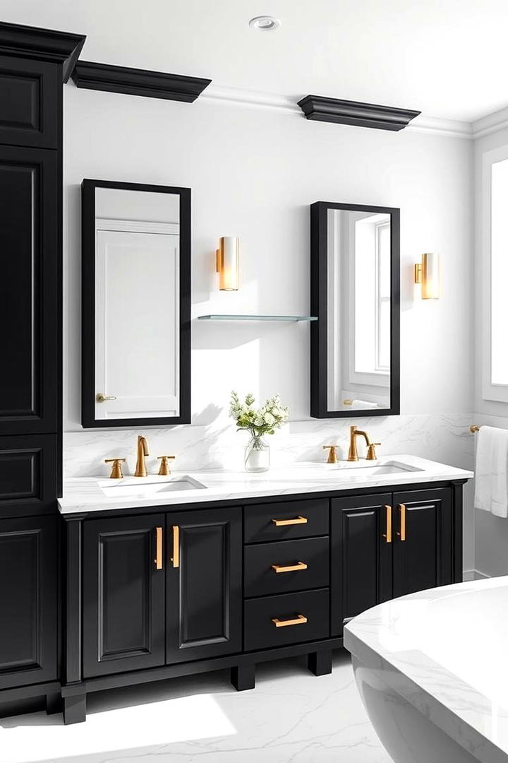 Bold Black Vanity Statement - 21 Black and White Bathroom Ideas