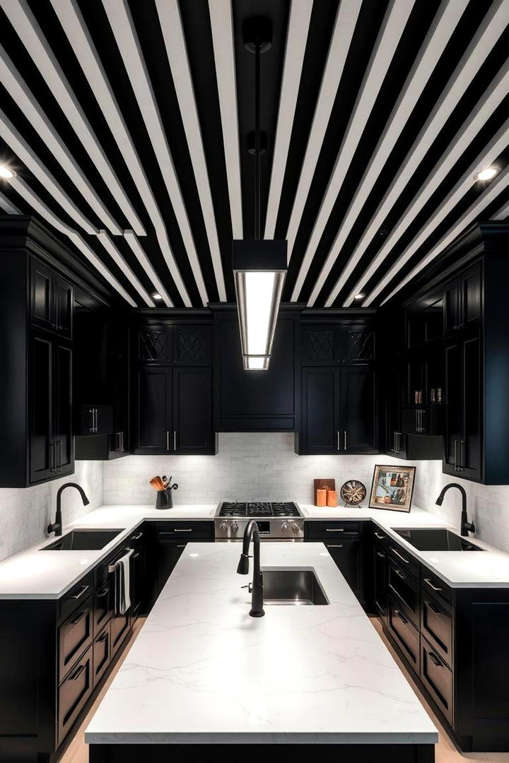 Bold Black and White Contrast - 30 black ceiling ideas