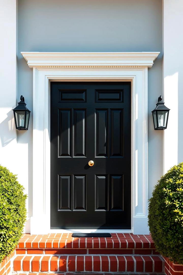 Bold Black and White Contrast - 21 Black Front Door Ideas